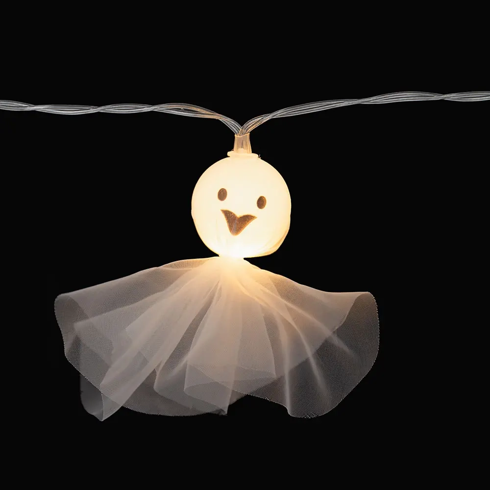 Halloween ljusslinga 10 led Spöke spets - Batteridrivna ljusslingor - 6410416491943 - 1