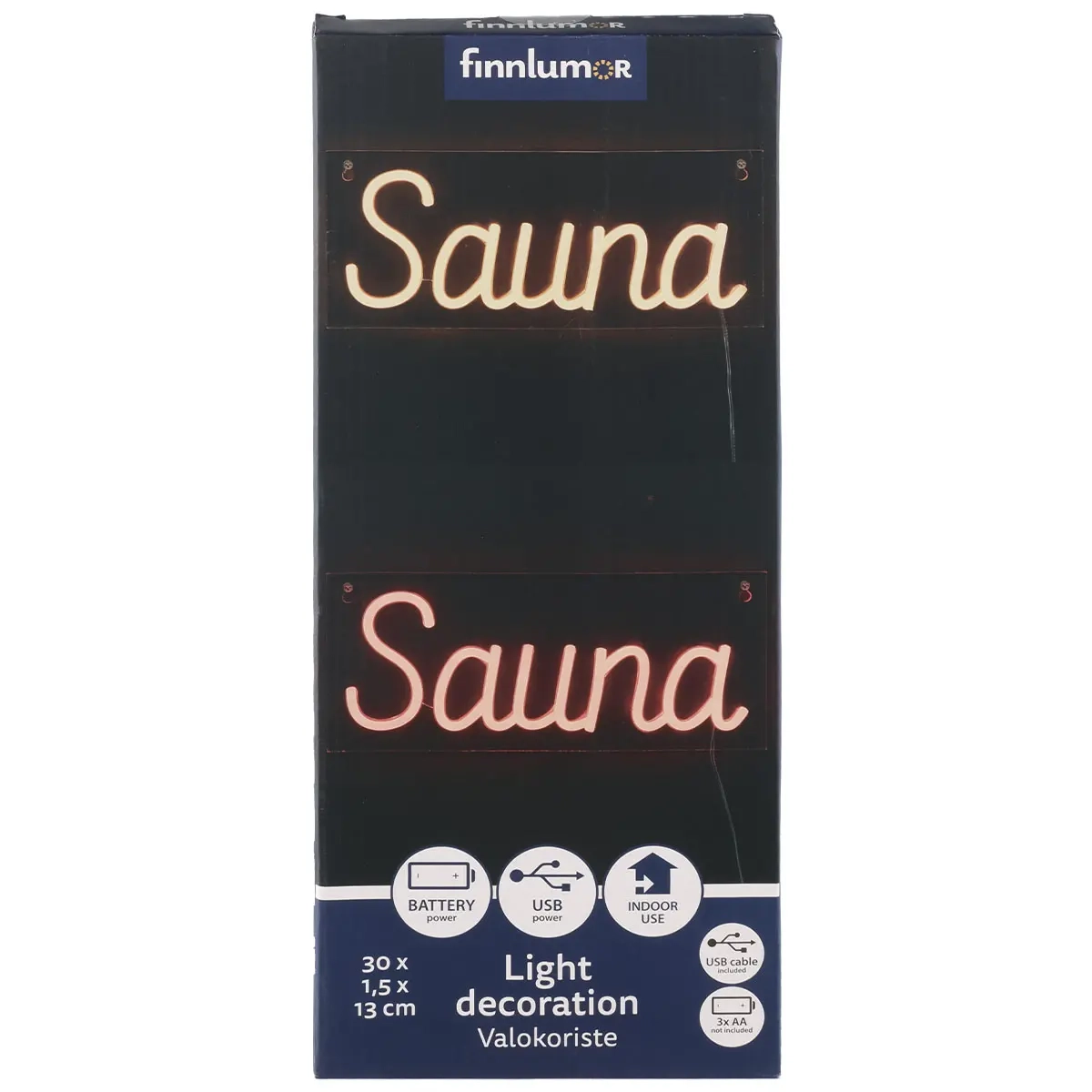 LED-skylt Sauna röd 30 × 13 cm Finnlumor - LED-strip och LED-list - 6410416573281 - 0