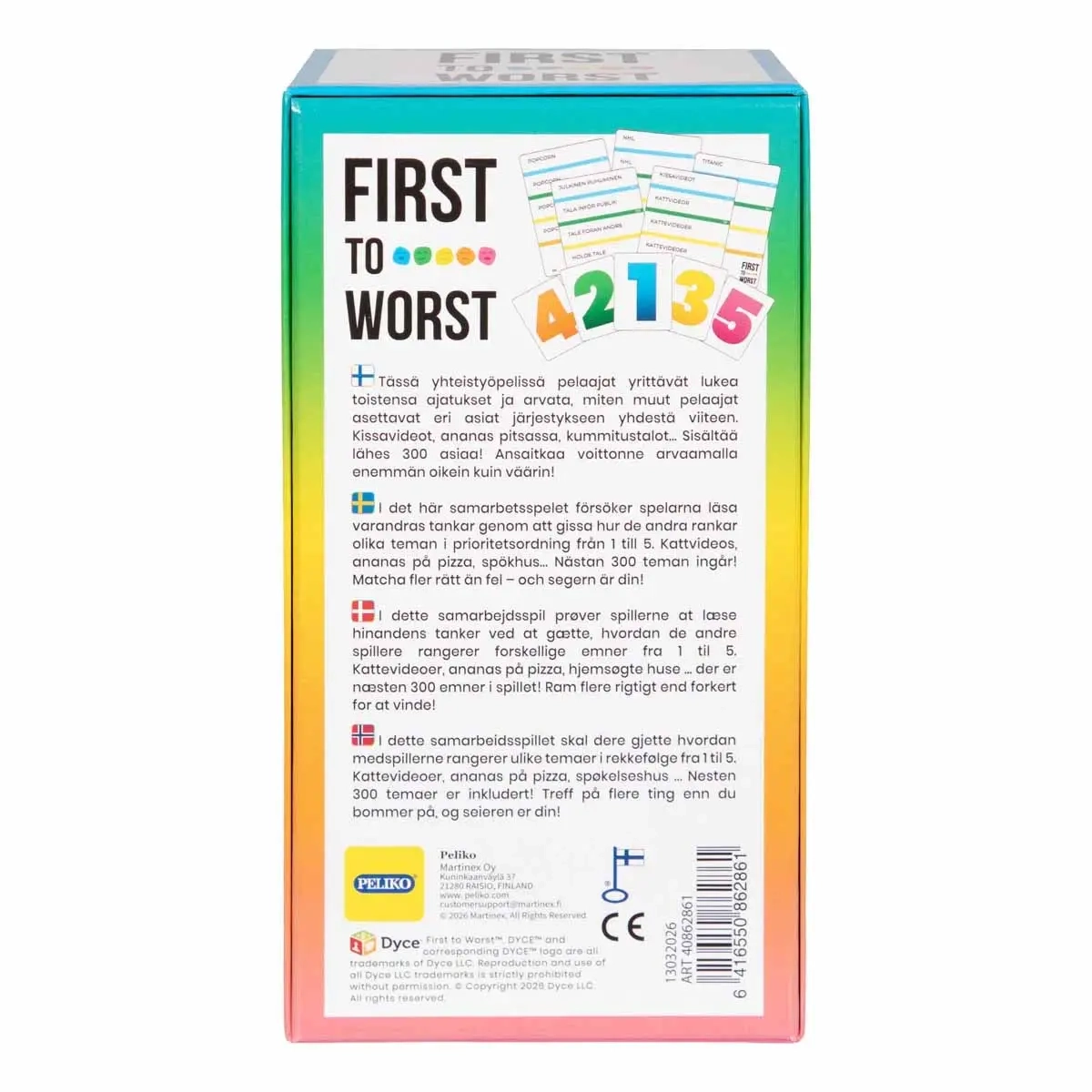 First to Worst Peliko samarbetsspel - Pusselspel och brädspel - 6416550862861 - 5