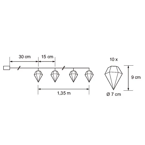 Lyssnöre Malaia 10 LED - Lyssæt og lysbånd - 6435200313836 - 2