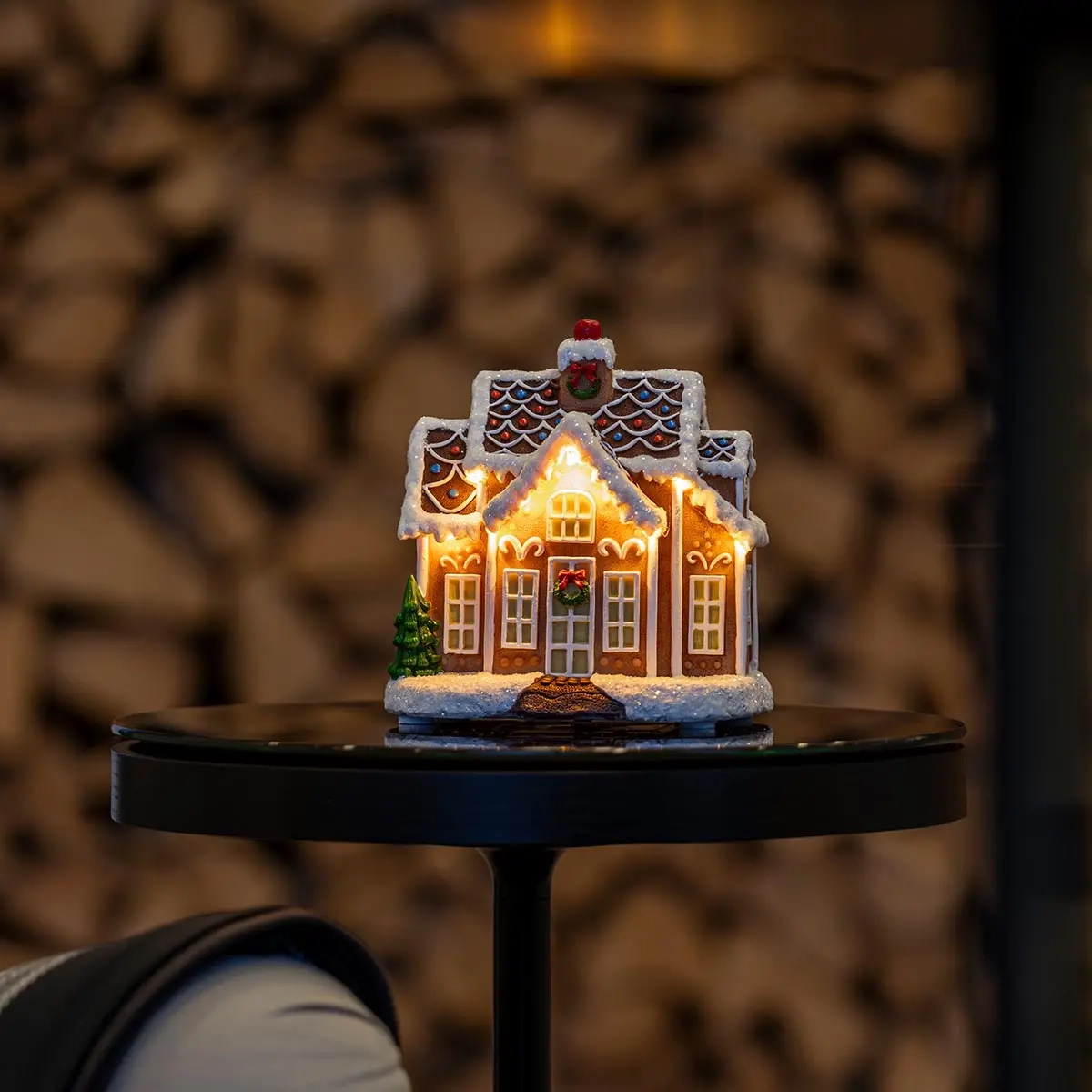 Peberkagehus med LED-lys 16,5 cm - Bord stearinlys dekorationer - 7318300027829 - 3