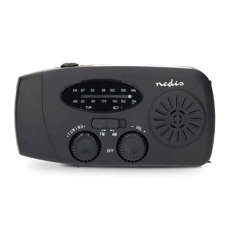 Nödradio AM/FM med 2000mAh ficklampa - Stereo och klockradio - 5412810471447 - 1