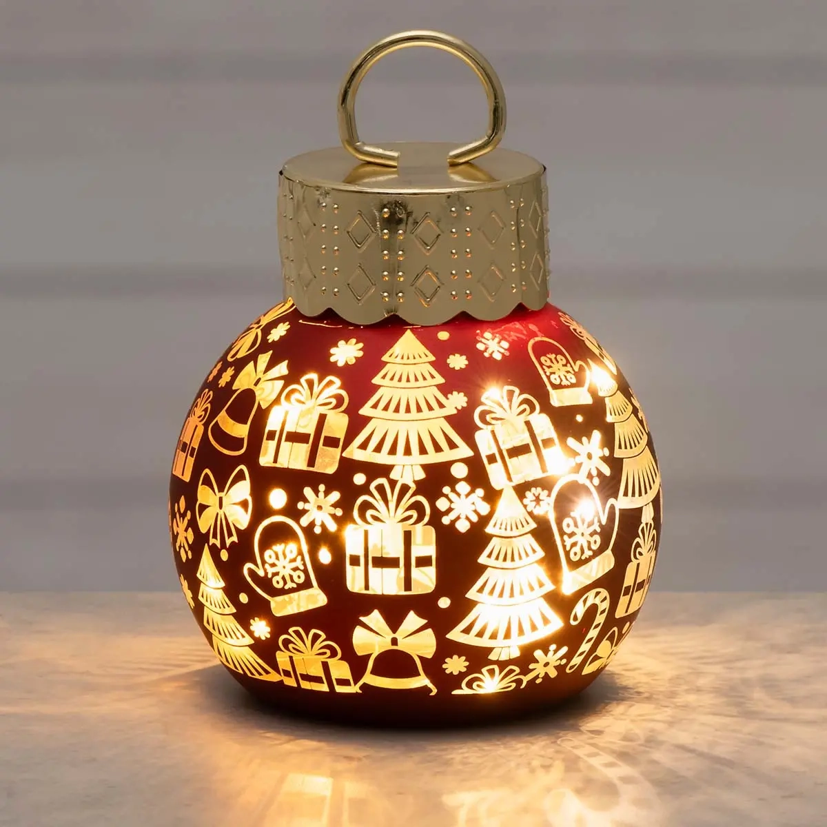 Julgranskula med LED-ljus Presenter 10 cm - Ljusdekorationer för bord - 6410416504186 - 1