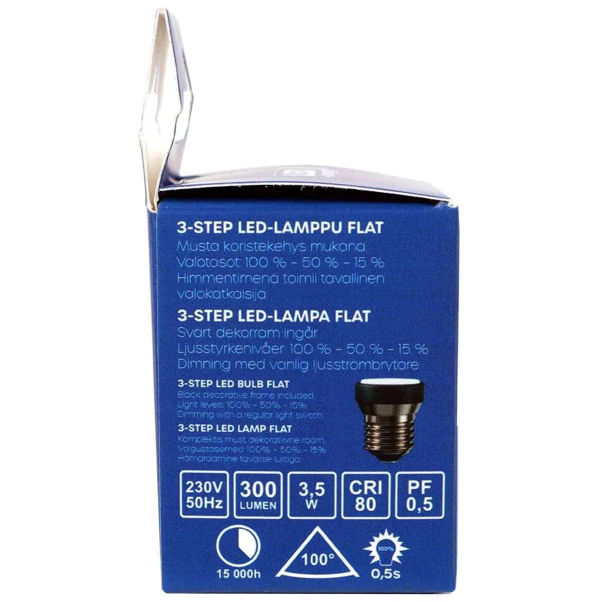 Flad lampe E27 100° 3,5W 300lm - E27 lamper - 6418536037577 - 4