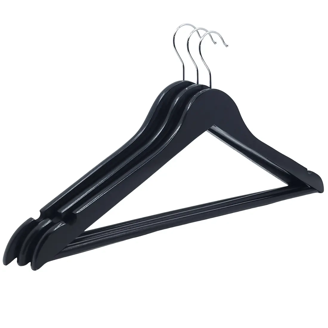 Klädhängare trä 3-pack svart - Galgar och klädställningar - 6438168117294 - 0