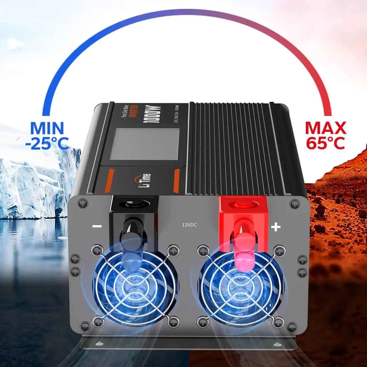 Inverter 1000W 12V med fast kontrollpanel - Inverter för bilar - 6438471348026 - 3
