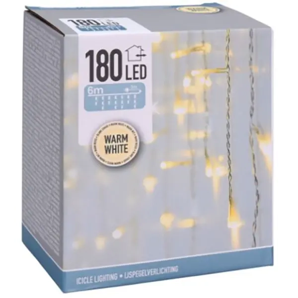 Ljusslinga istapp 180 LED varmvit - Fönster- och takfotsbelysning - 8719202259490 - 1