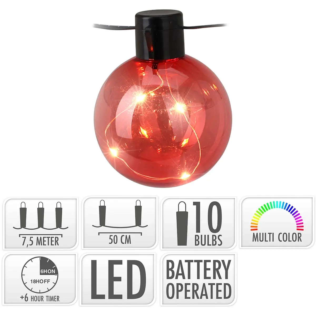 Ljusslinga Party Glow 10 led - Ljusslingor utomhus och inomhus - 8720573502689 - 2