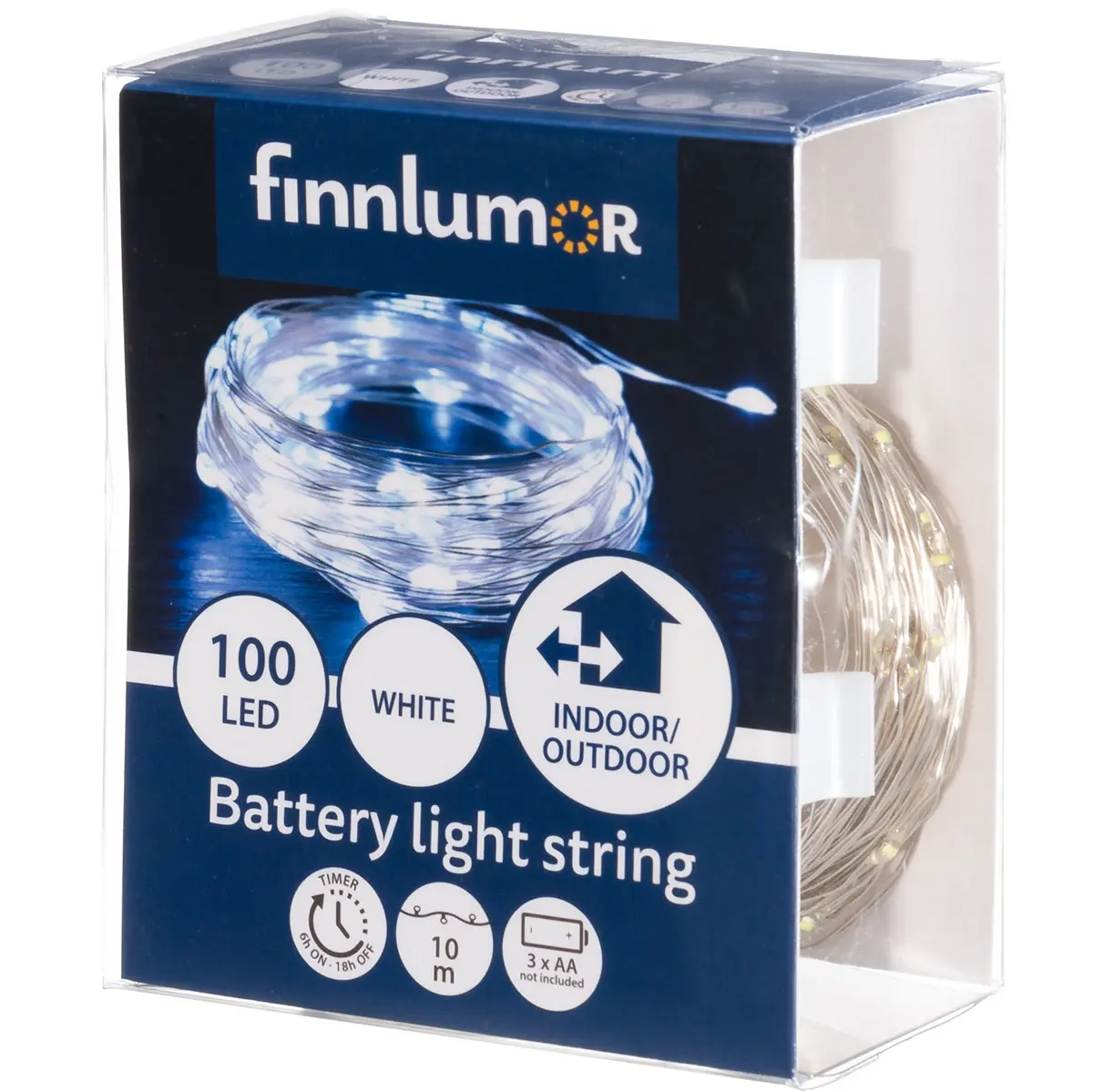 Batterilampor 100 mikro-LED 10m klar vit - Ljusslingor utomhus och inomhus - 6410416377162 - 1
