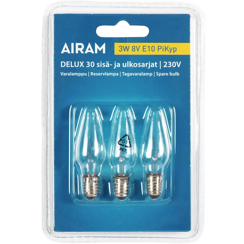 Airam nødlampe 8V 3W E10 30skt - Reservelamper - 6435200121387 - 0