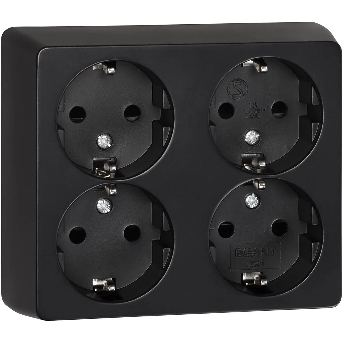 Stikkontakt 4-vejs overflade IP20 Opal Pro Blac - Stikkontakt - 6438056309084 - 0