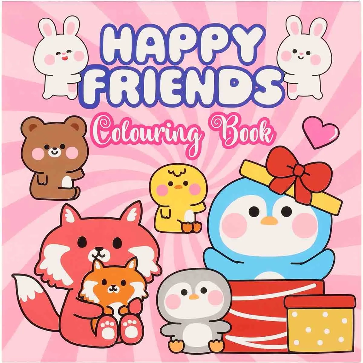Malebog Happy Friends 96 sider variation - Håndværkspapir og tæpper - 8716745030050 - 2