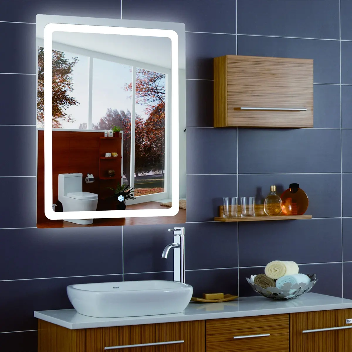 LED spegel 60x80cm rektangel 20W 1200lm - Utanpåliggande armaturer - 6418536014424 - 0