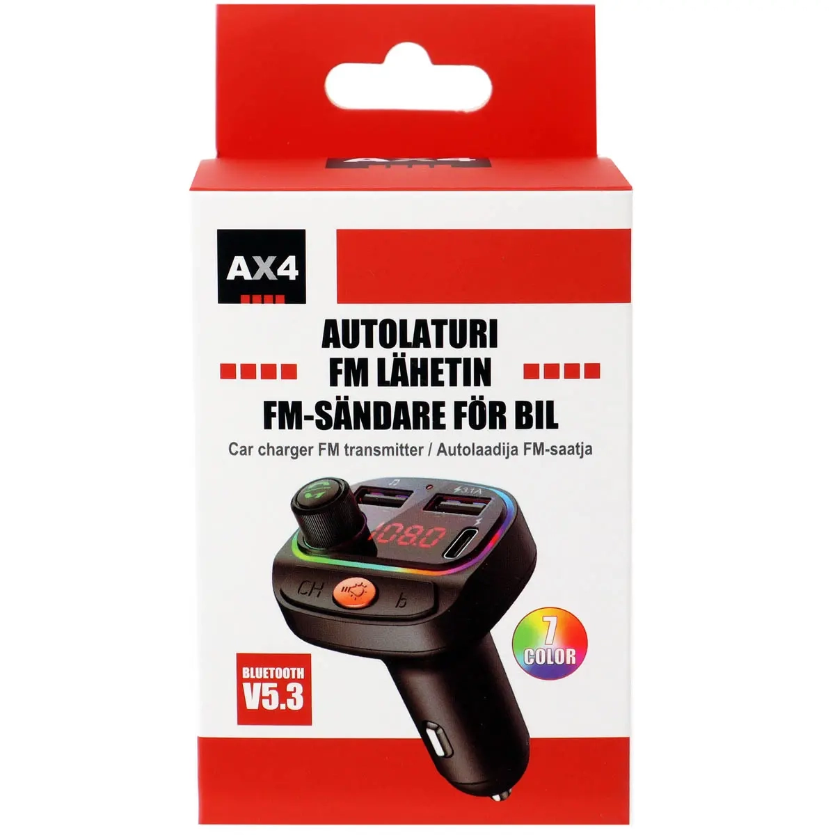 FM-sändare billaddare 2 X USB-A + USB-C - Cigarettändaruttag och laddare - 6418536034736 - 2