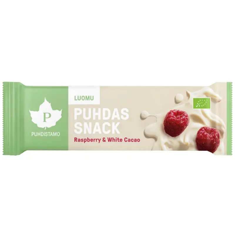 Pureness Puhdas Snack Hallon & Vit Choklad 40 g - Choklad-, lakrits- och proteinbars - 6430039229921 - 0