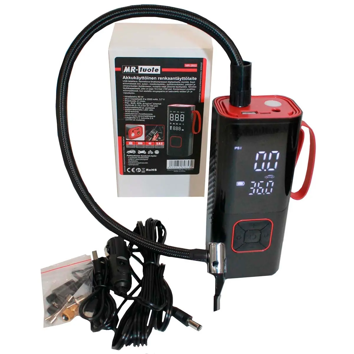 Batteridrevet kompressor dækpumpe - Kompressorer - 6430074696580 - 0