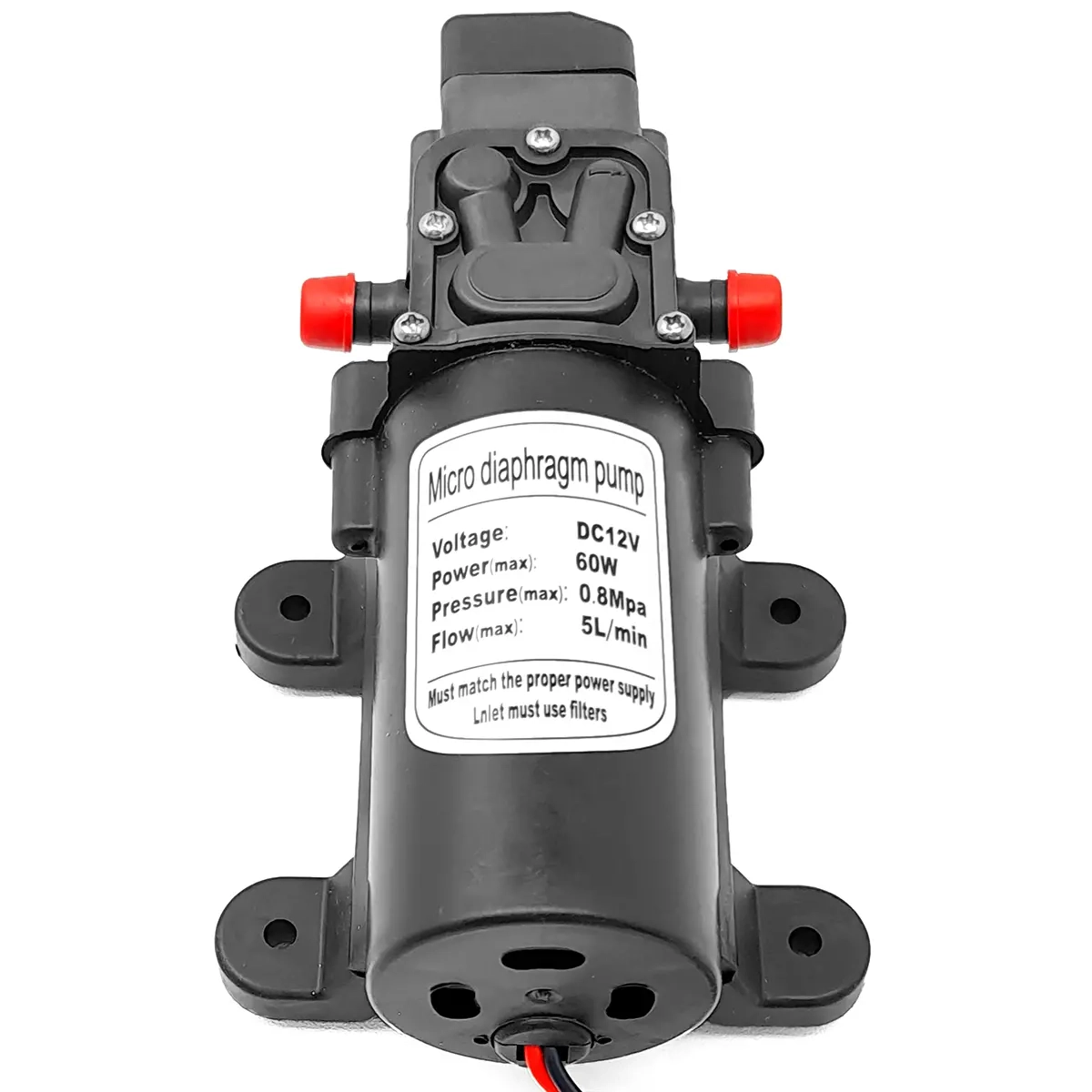 Vattenpump 12V med tryckbrytare 5L/min - Båt vattenpumpar och kranar - 6438471325904 - 3