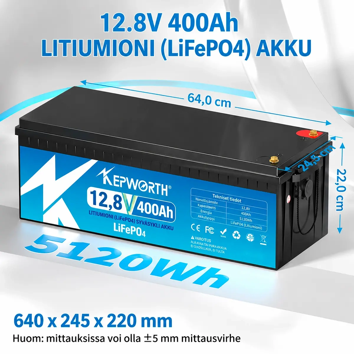 Batteri 12V 400Ah LifePo4 200Ah BMS -  - 6438471351101 - 1