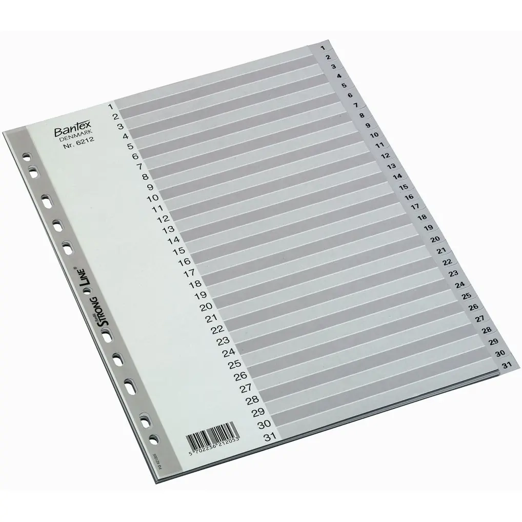 Registerfaner 1-31 Bantex - Lommeregnere, mapper og plastlommer - 5702236212053 - 0