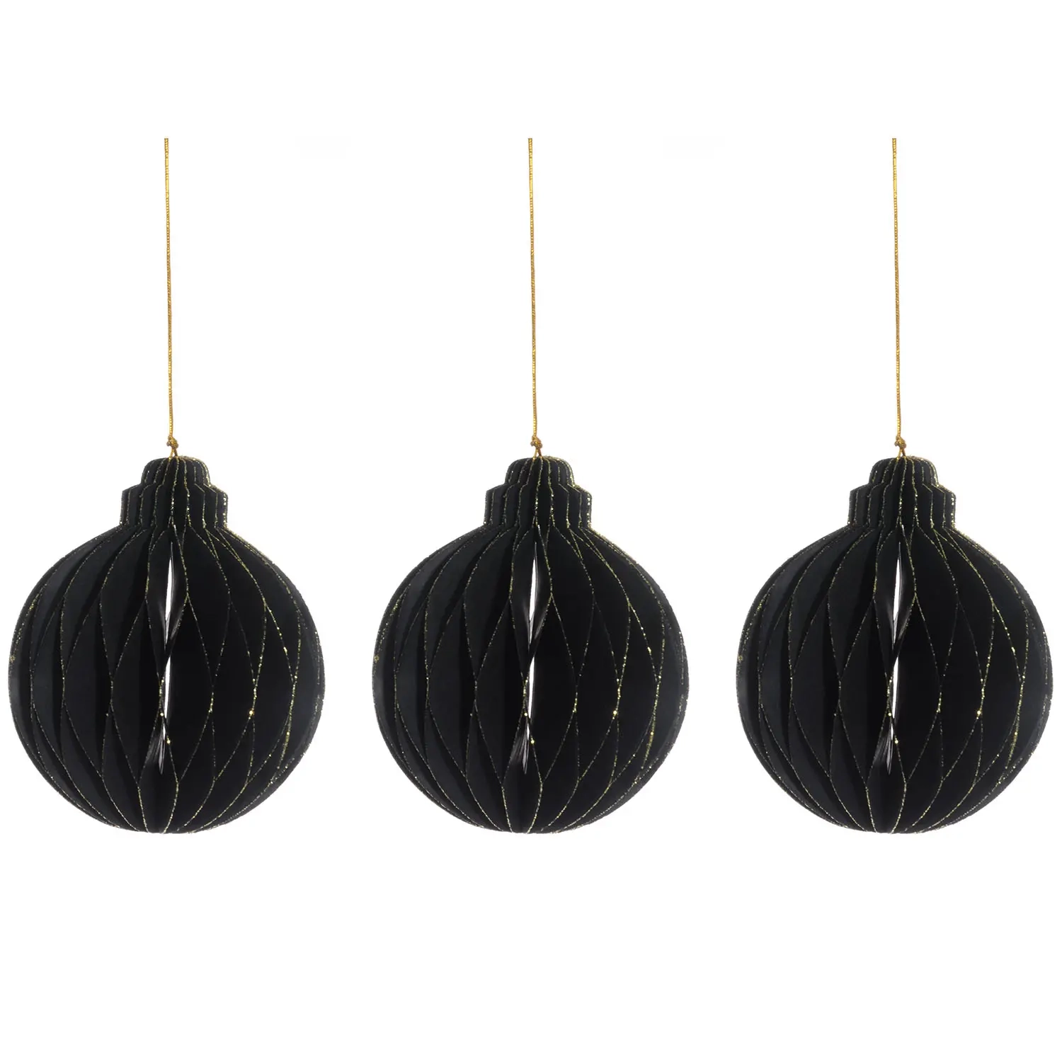Pappersboll 10 cm svart 3 st - Julgranspynt - 6410416209500 - 2