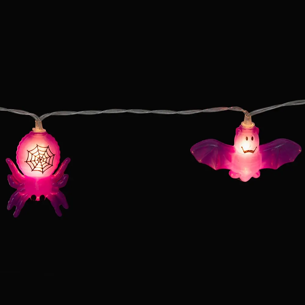 Halloween lyskæde 10 LED Edderkop - Batteri lys - 6410416491974 - 1