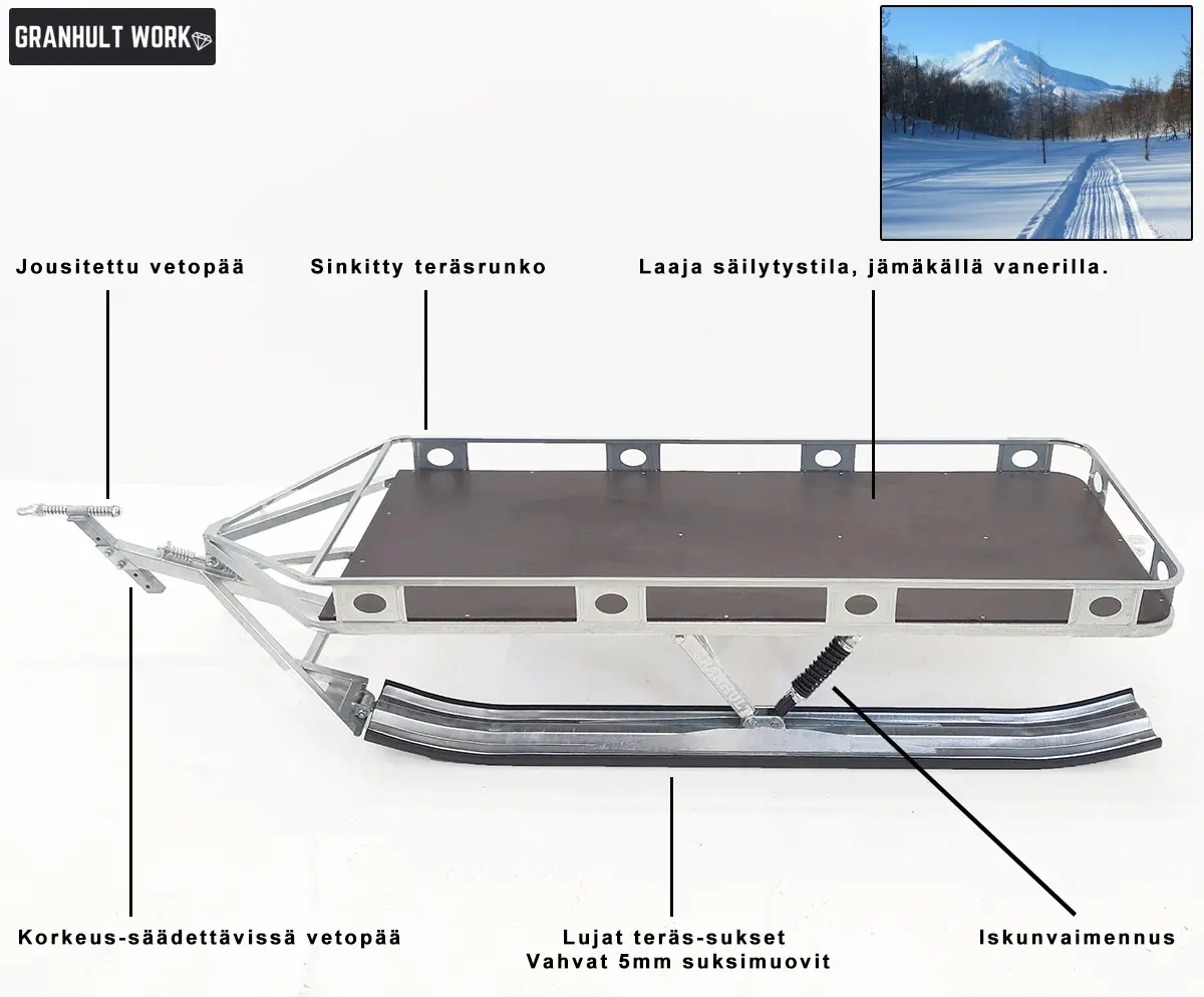 Släde till snöskoter, se video 80x260cm - Snescootere slæder og kælke - 6438168024790 - 3