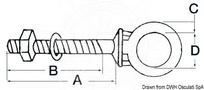 Osculati öglebult SS 8x100mm - Förtöjningsringar och krokar - 8033137025747 - 1