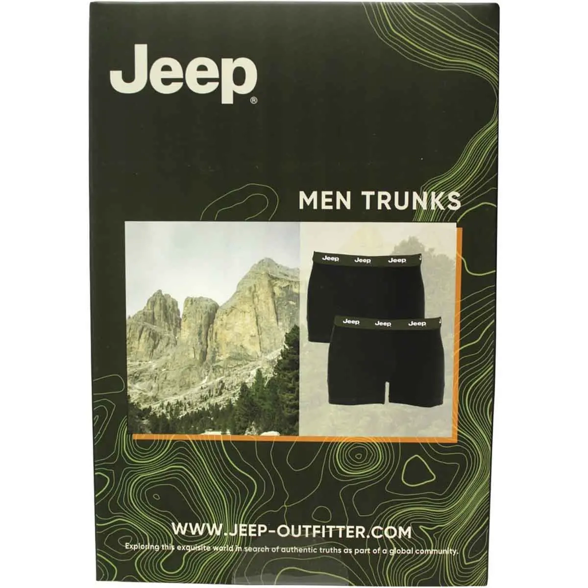 Herrebokser Jeep sort L 2 stk - Bukser, shorts og underbukser - 8054216992422 - 1