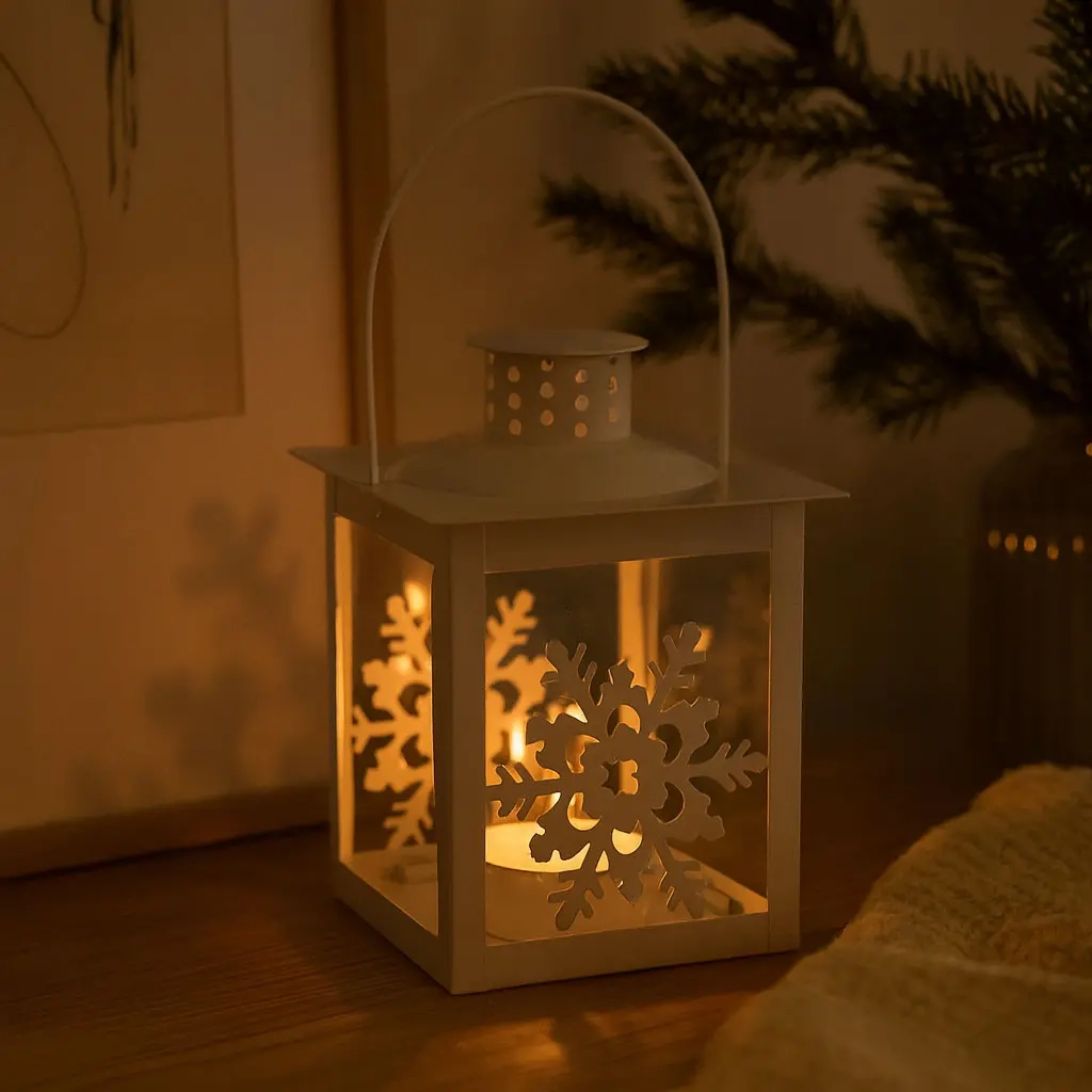 Lykta Vinter 16cm Snöflinga - Lyktor - 6410413329836 - 1