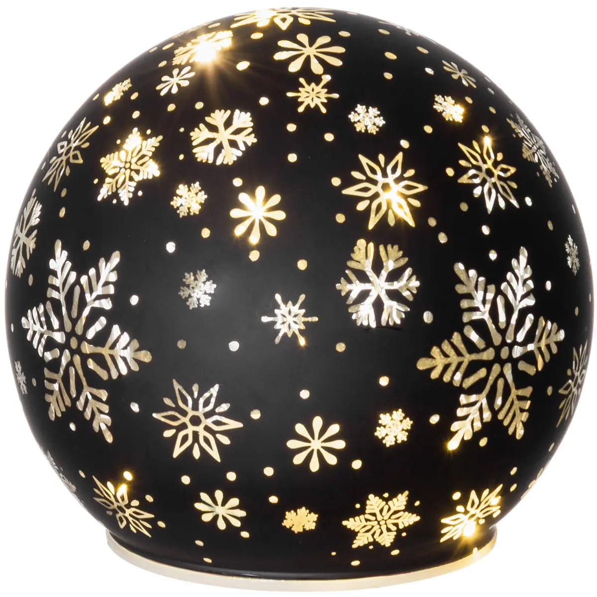 Dekorationsglasbold 3D Snefnug 10 LED 12 cm - Ornamenter - 6410416482798 - 0