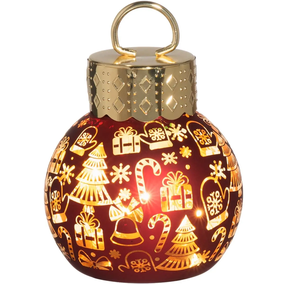 Julgranskula med LED-ljus Presenter 10 cm - Ljusdekorationer för bord - 6410416504186 - 0