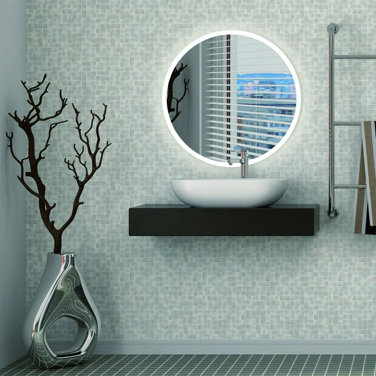 Spejl med lys 60 cm rund 22W 1680lm -  - 6418536014431 - 0