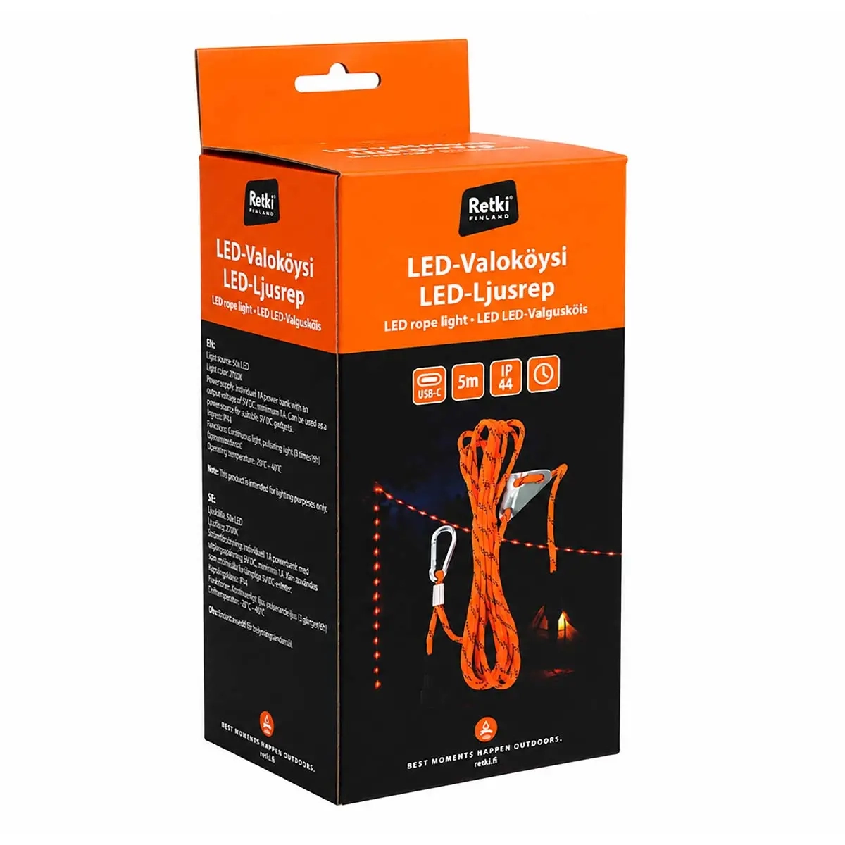 Ljusrep Retki LED 5m USB orange - Campinglampor och tältlampor - 6418536041031 - 5