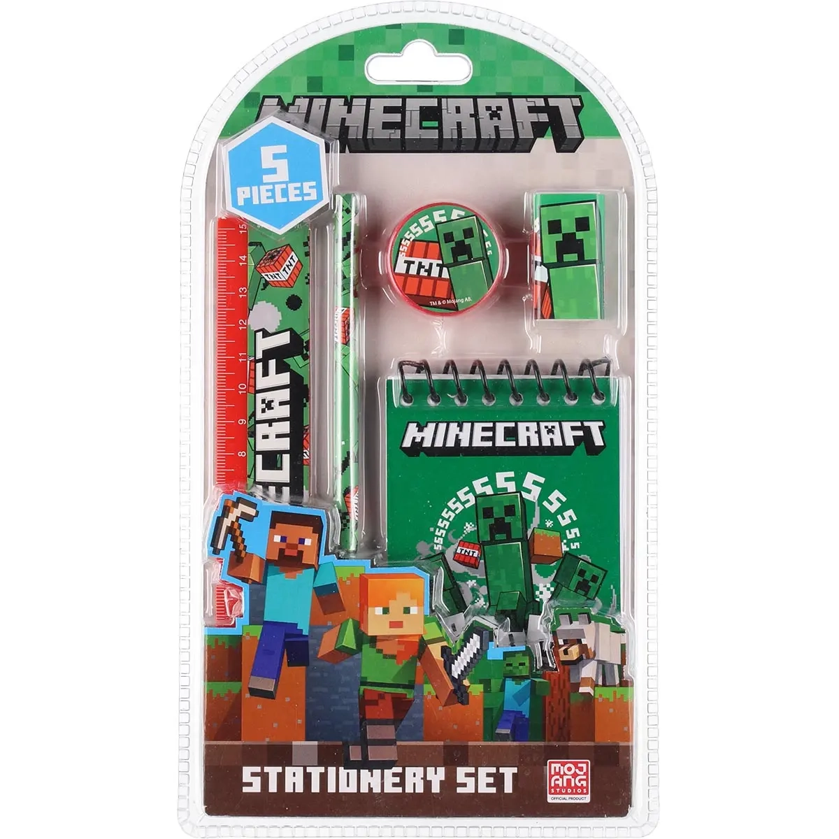 Skolesæt Minecraft 5 dele - Mærker, kuglepenne og tuscher - 8435507884969 - 0