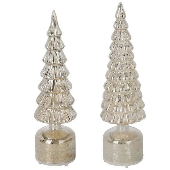 Glasgran med LED-ljus 36 cm silver - Bordsdekorationer med belysning - 8721037652711 - 1