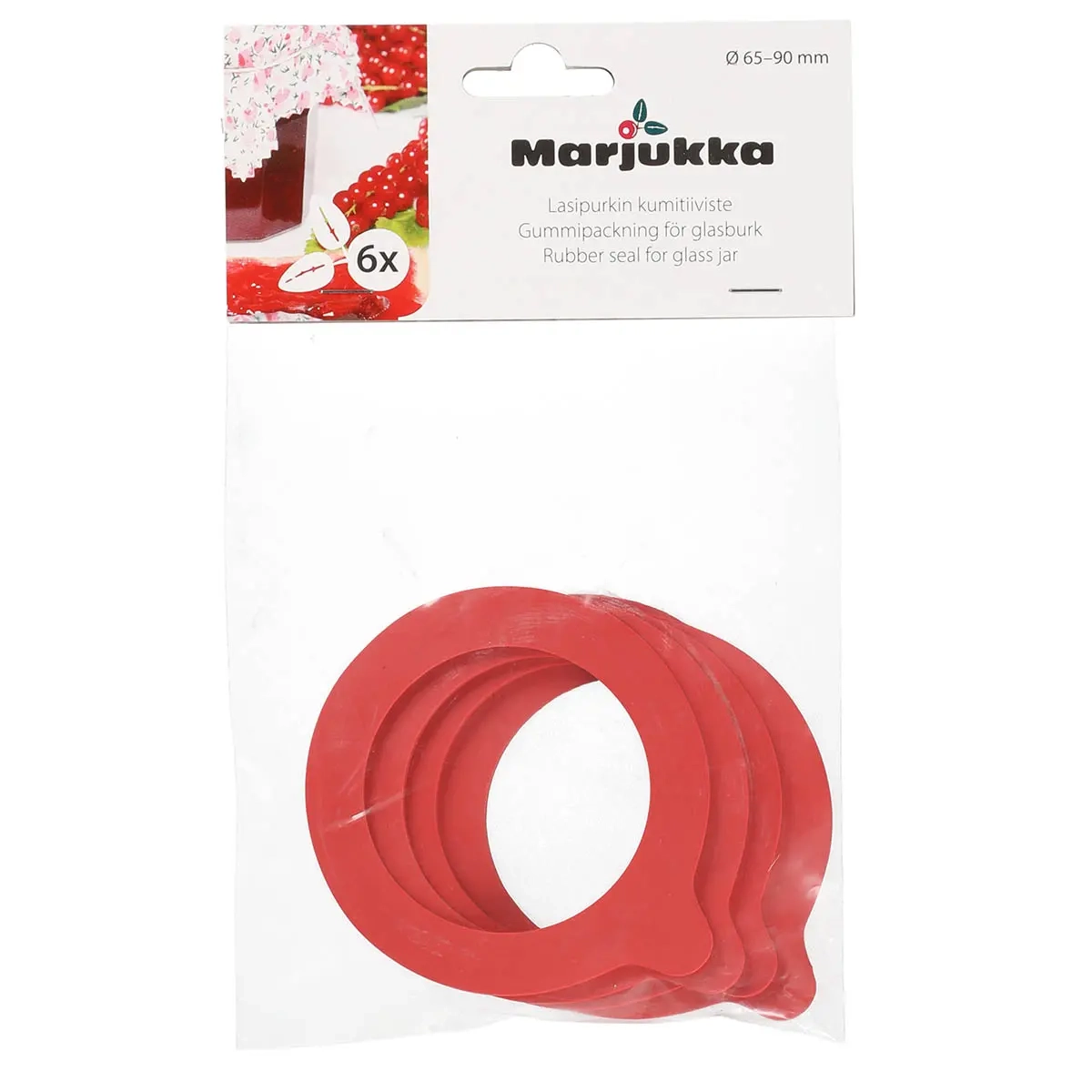 Gummipackning för glasburk 6st 65-90mm röd - Konserveringskärl - 6410410198183 - 0