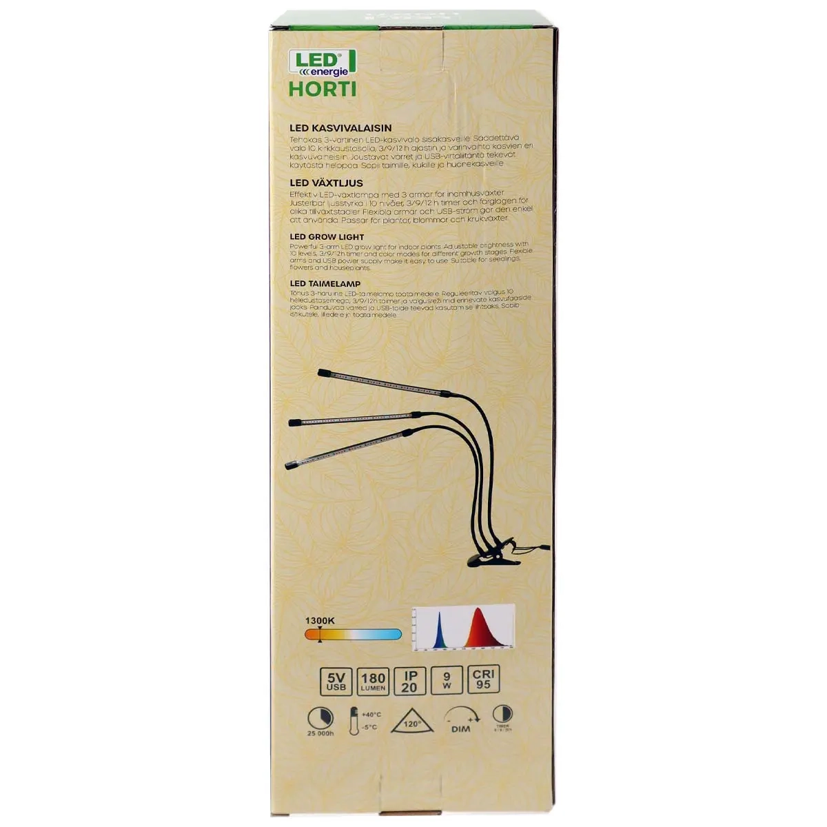 Vækstlys Horti med klemme 3-hovedet 9W IP - E27 lamper - 6418536037591 - 7