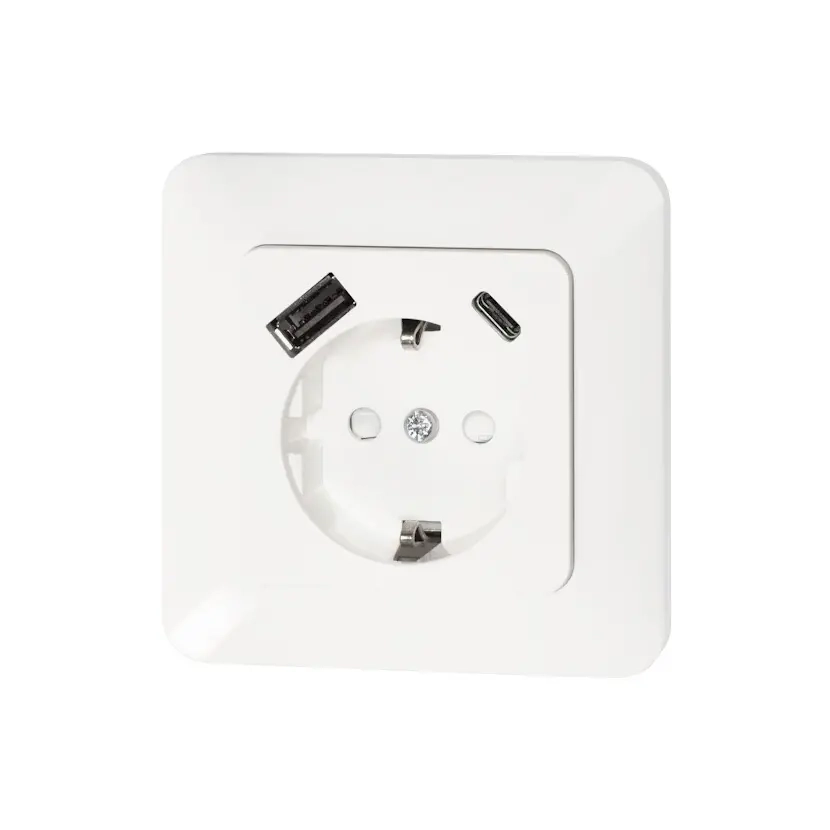 Påhængsstikdåse 2xUSB 16A Opal - Stikkontakt - 6438056309367 - 0