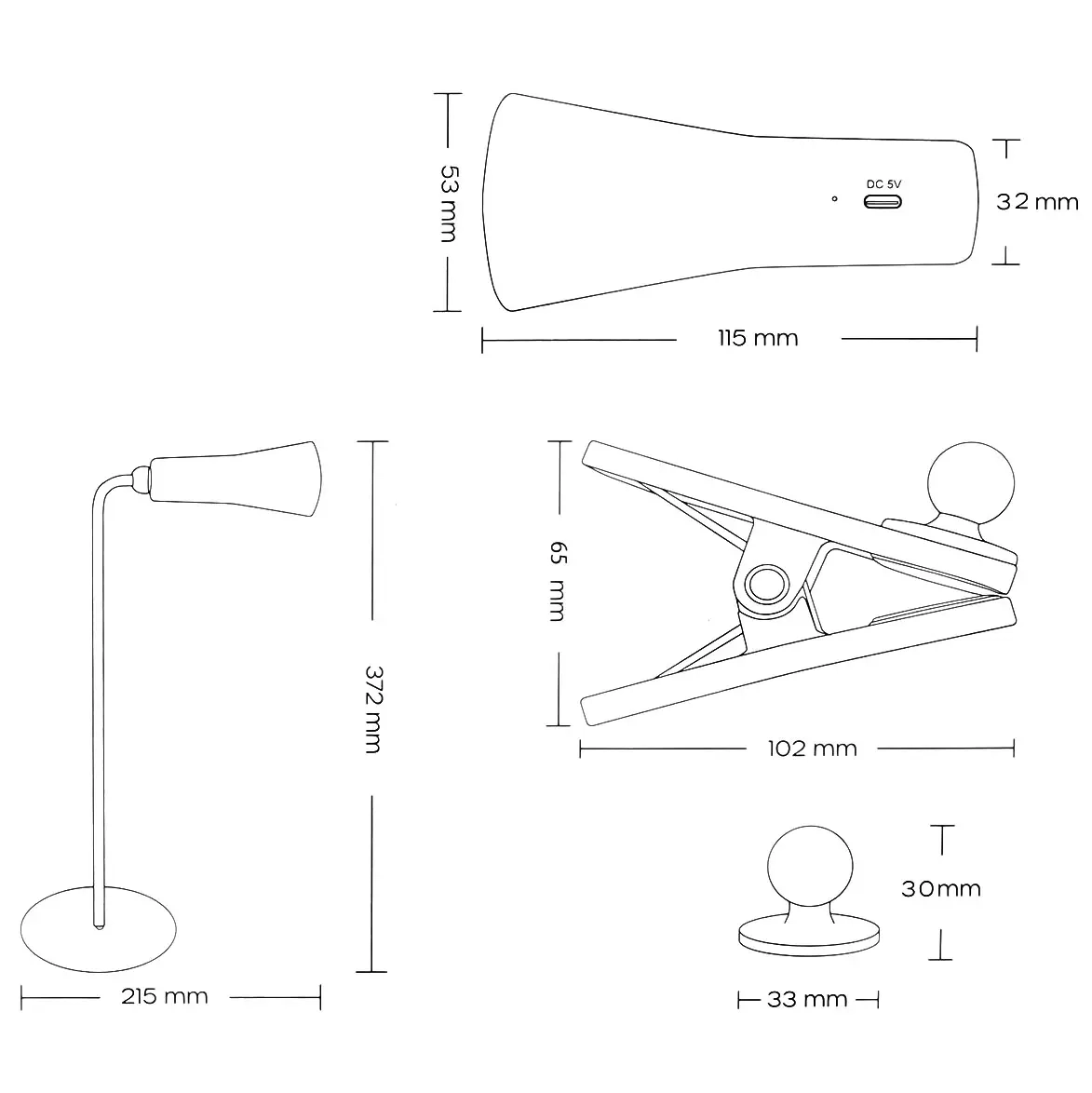 Læselampe genopladelig led 4i1 2W 150lm - Bordlamper og læselamper - 6418536023907 - 5