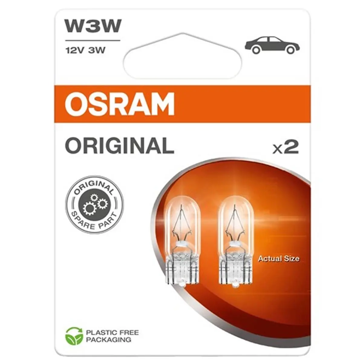 Osram lampa 12V W3W 3W 2-pack - Glödlampor med glassockel - 4062172395847 - 0