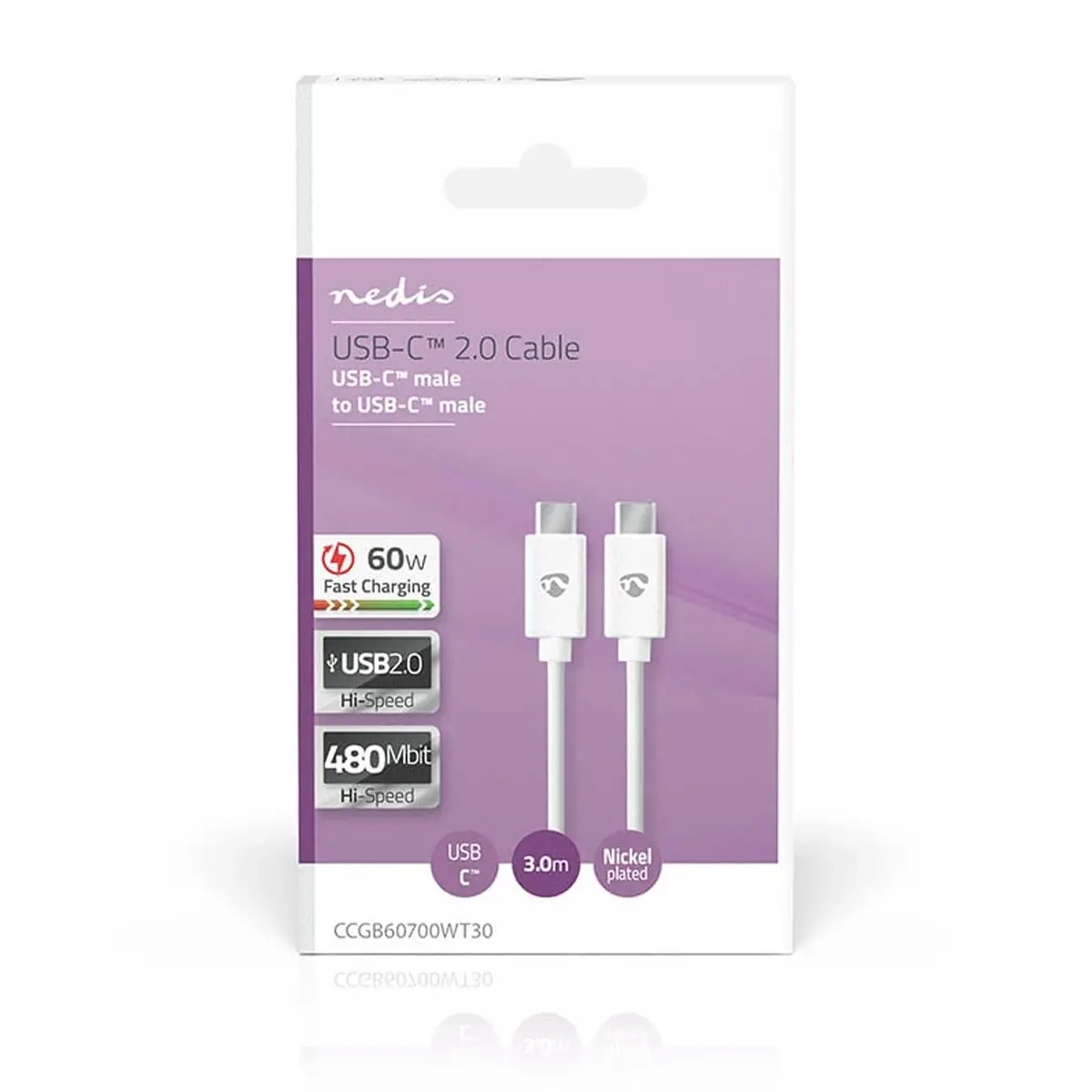 Nedis USB-C - USB-C kabel 3m - HDMI, USB og datakabler - 5412810481385 - 2
