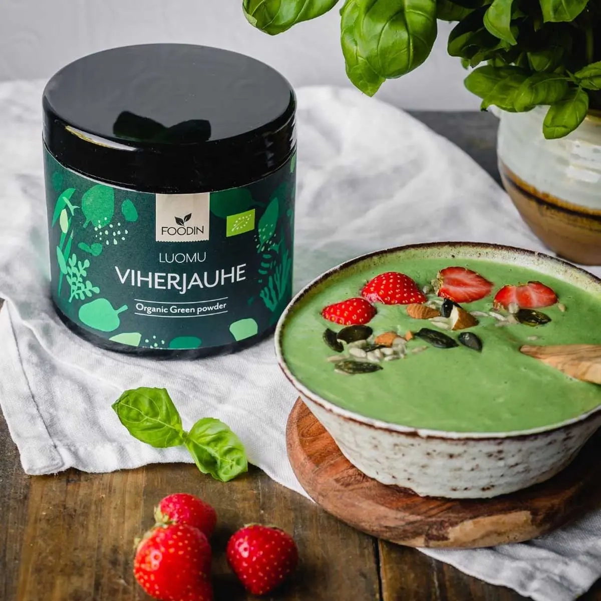 Ekologiskt grönt pulver Foodin 200g - Vitaminer och pulver - 6430055210743 - 2
