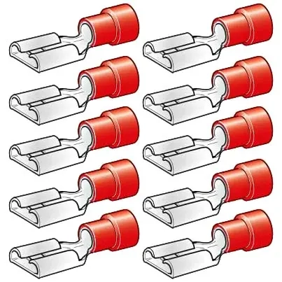 Loddehylster hun 6,3mm 10stk rød - Abiko - 6438255210006 - 0