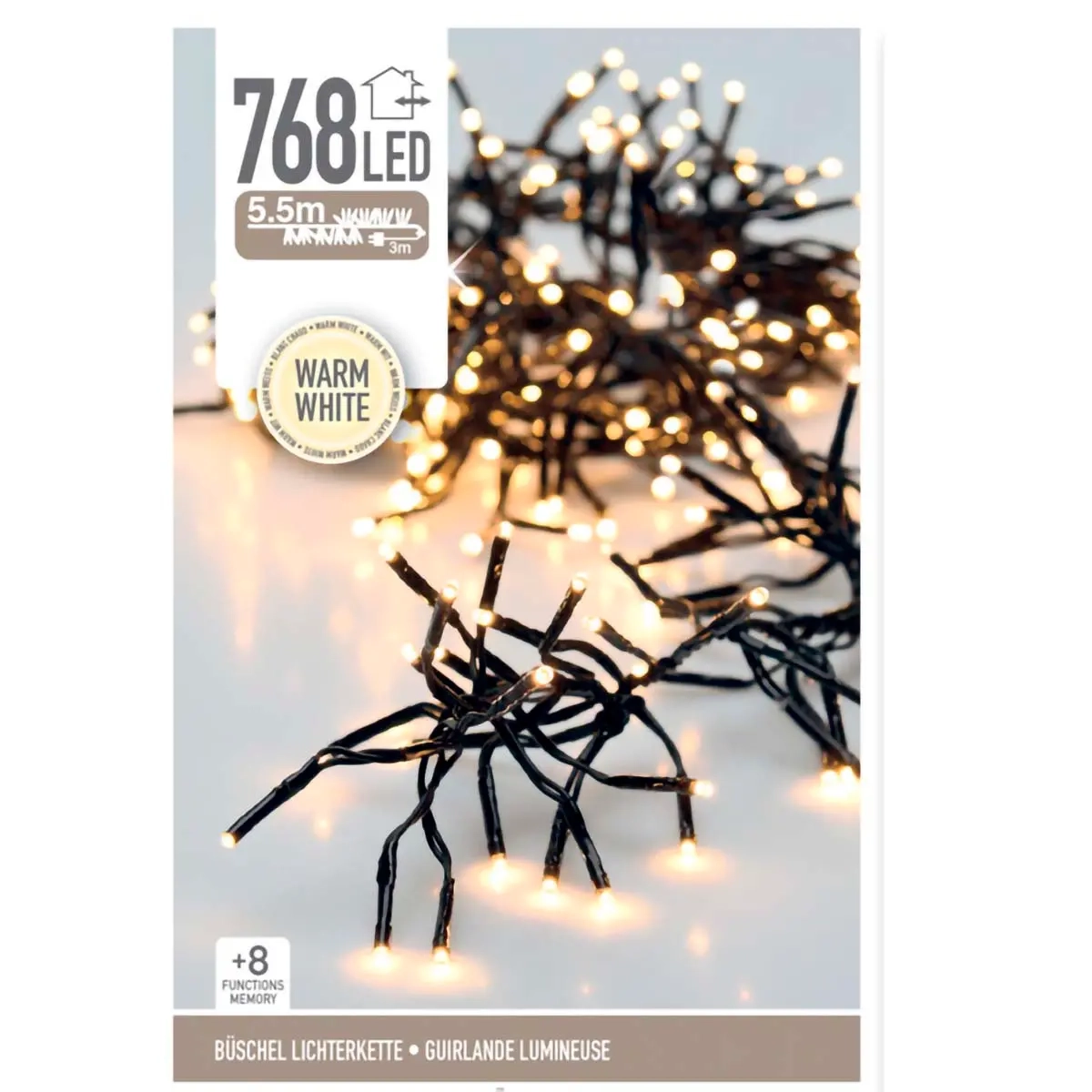 Ljusslinga Cluster Varmvit 768 Led - Ljusslingor utomhus och inomhus - 8720573813174 - 0