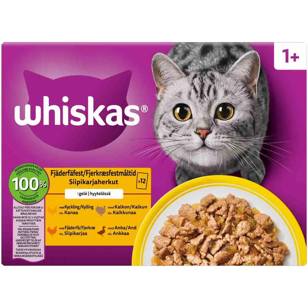Whiskas 1+ Fjerkrædelikatesser i gelé 1 - Vådt kattefoder - 9003579052143 - 0