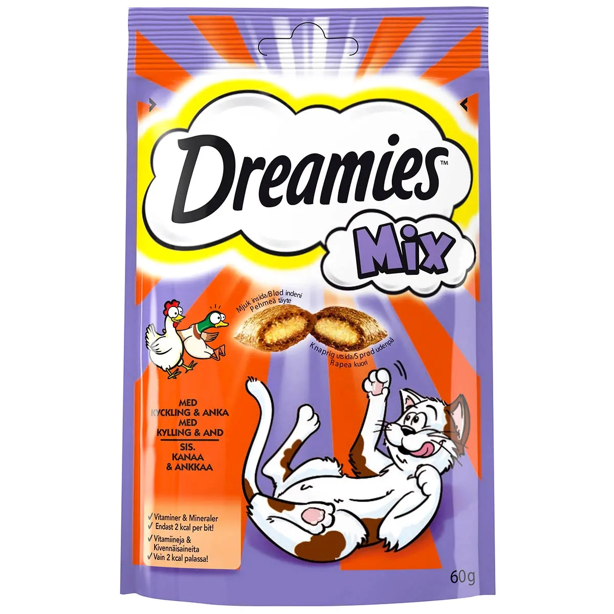 Dreamies godbid mix med kylling og laks 60g - Katte godbidder og godbidder - 5998749123614 - 0