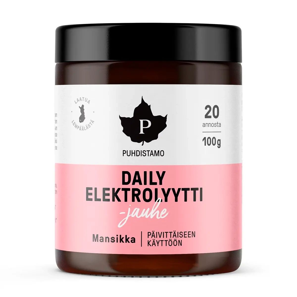 Daily Elektrolytpulver Jordgubb 100g Pureness - Vitaminer och pulver - 6430039226067 - 0