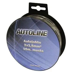 Bil-ledning 2x15mm2 10m svart - Højttalerkabler og strømkabler - 6438255190254 - 0