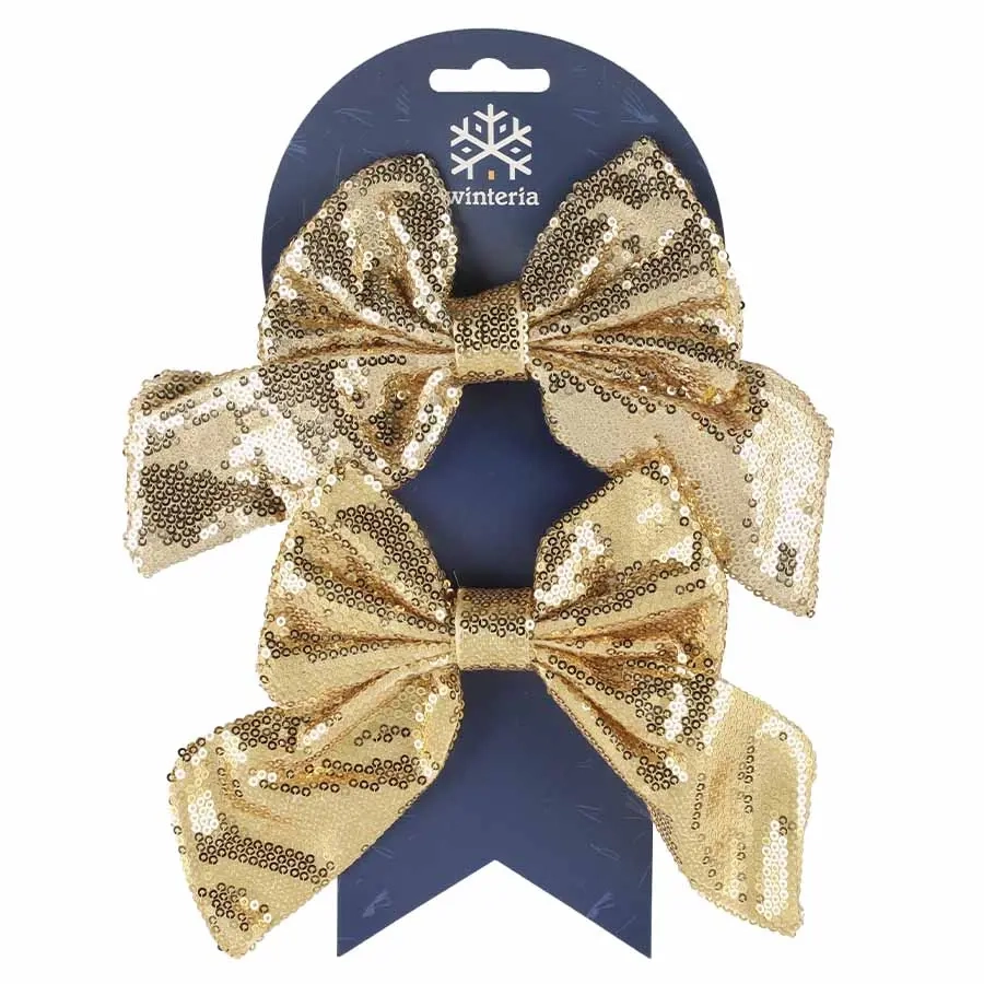 Rosett 14x18 cm 2 st guld - Julgransdekorationer - 6410416576237 - 1