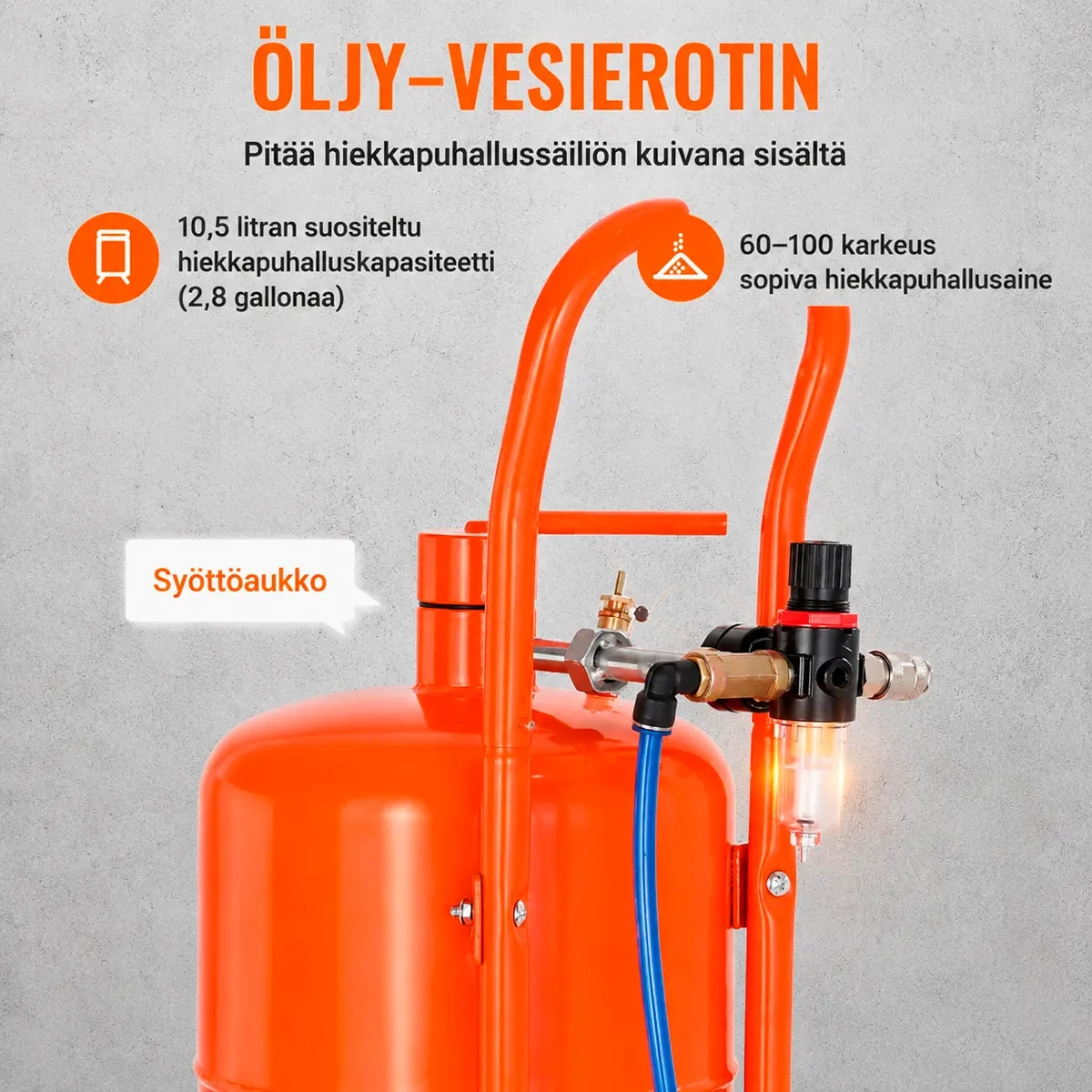 Sandblæsningsapparat 18,9L 60-110PSI Vevo - Sandblæsning og sandblæsning - 6438471351965 - 2